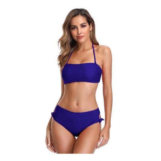 Amazing Women's Polyester Spandex Solid High Waist Bikini Set