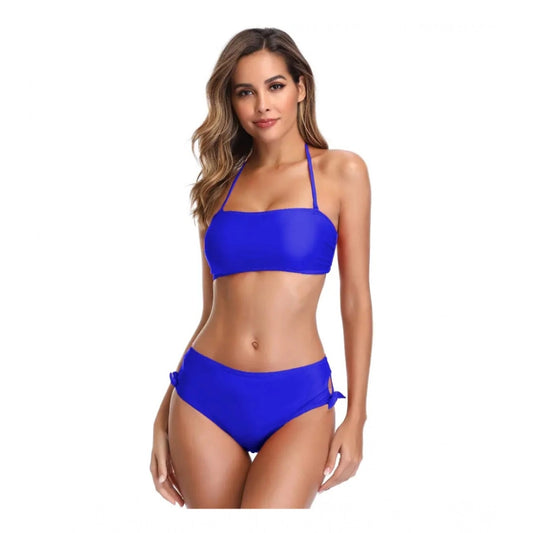 Amazing Women's Polyester Spandex Solid High Waist Bikini Set