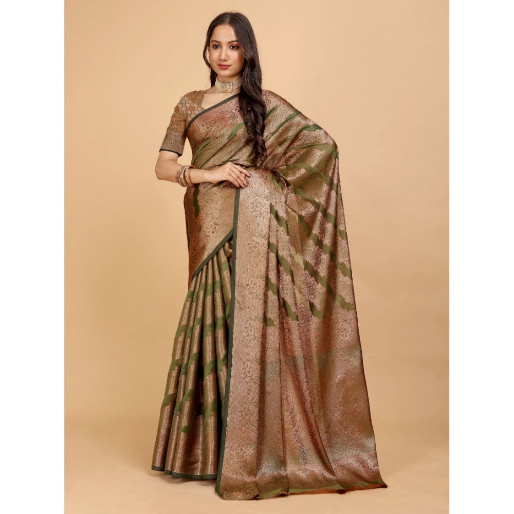 Designer Women's Organza Woven Saree With Blouse Piece