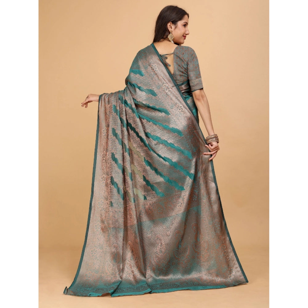 Designer Women's Organza Woven Saree With Blouse Piece