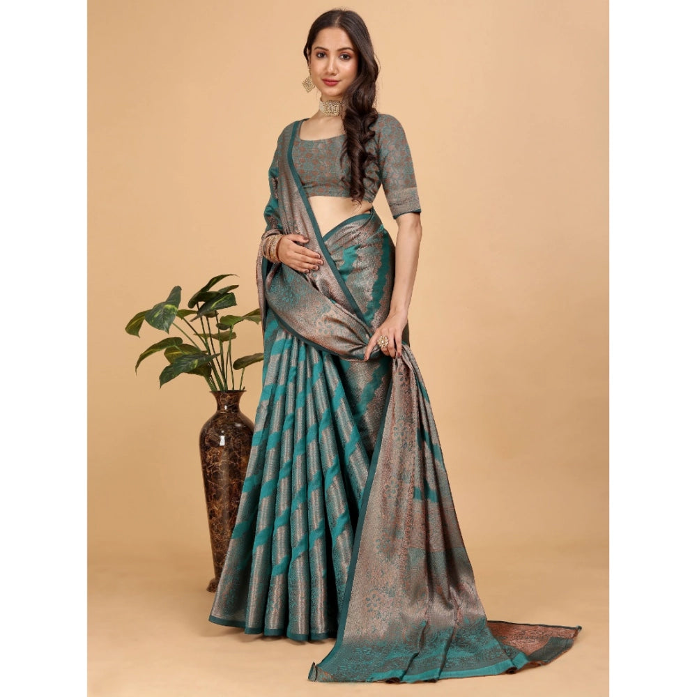 Designer Women's Organza Woven Saree With Blouse Piece