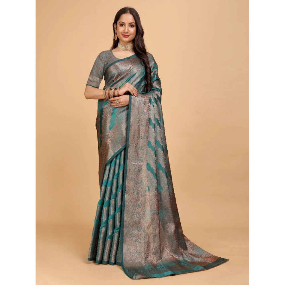 Designer Women's Organza Woven Saree With Blouse Piece