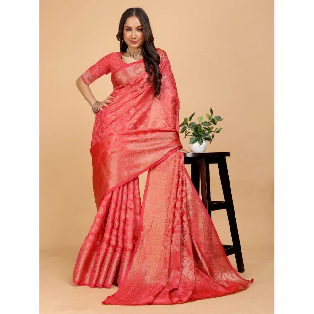 Designer Women's Organza Woven Saree With Blouse Piece