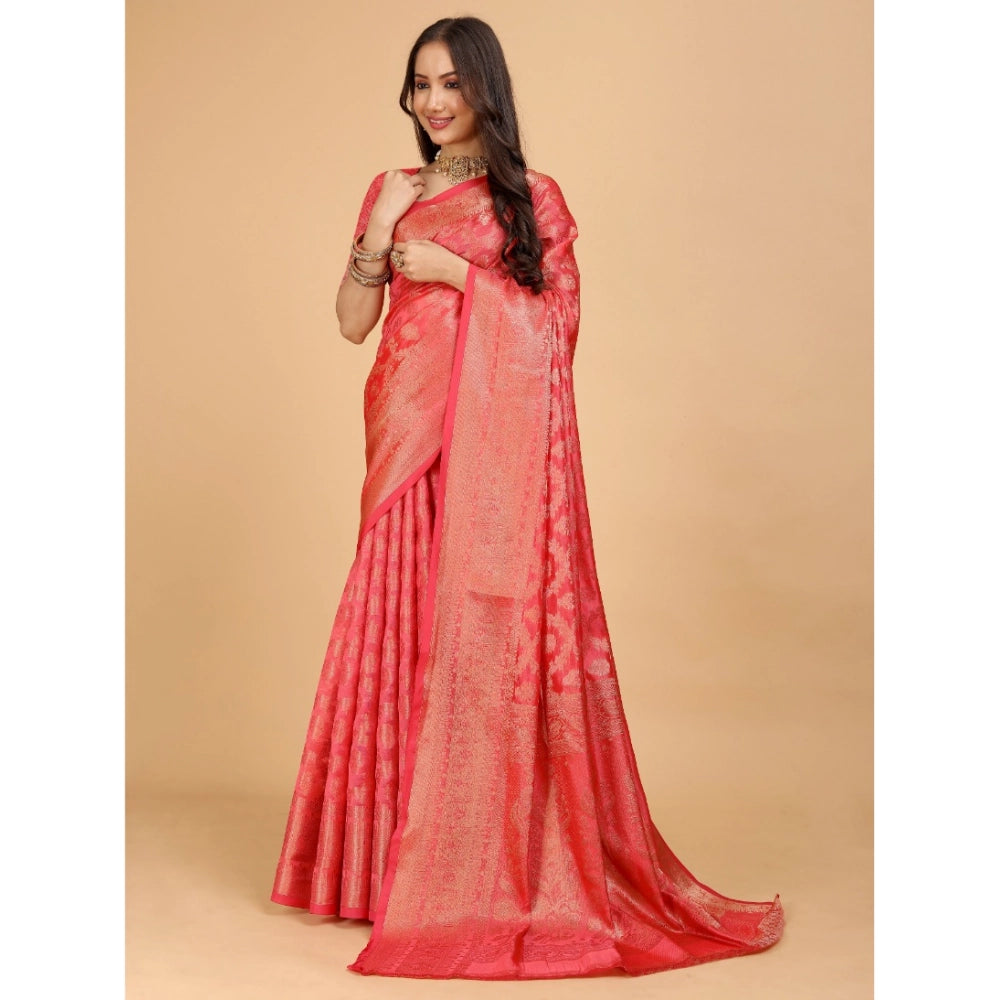 Designer Women's Organza Woven Saree With Blouse Piece