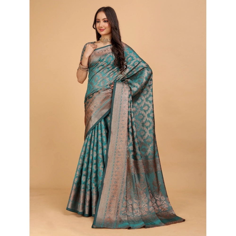 Designer Women's Organza Woven Saree With Blouse Piece