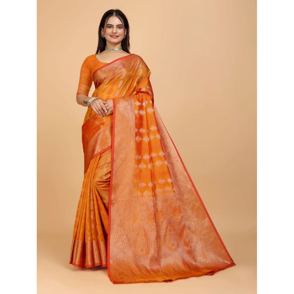 Designer Women's Organza Woven Saree With Blouse Piece