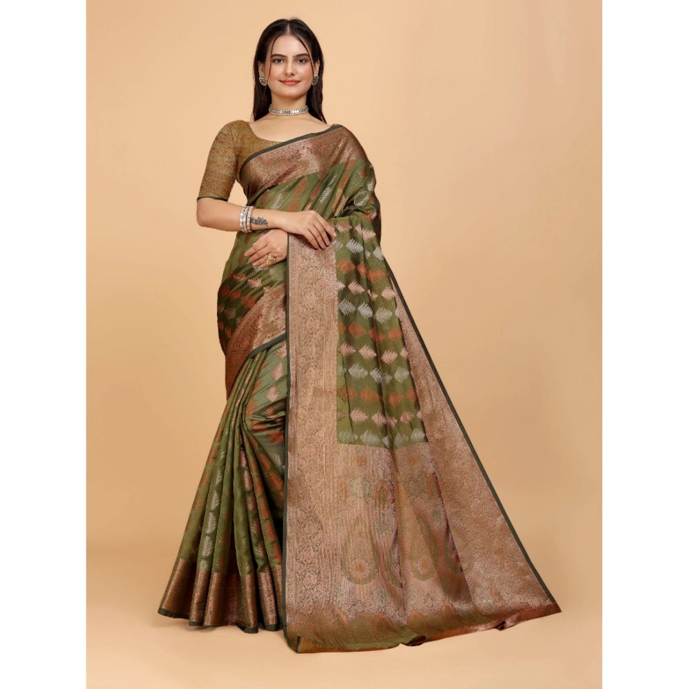 Designer Women's Organza Woven Saree With Blouse Piece