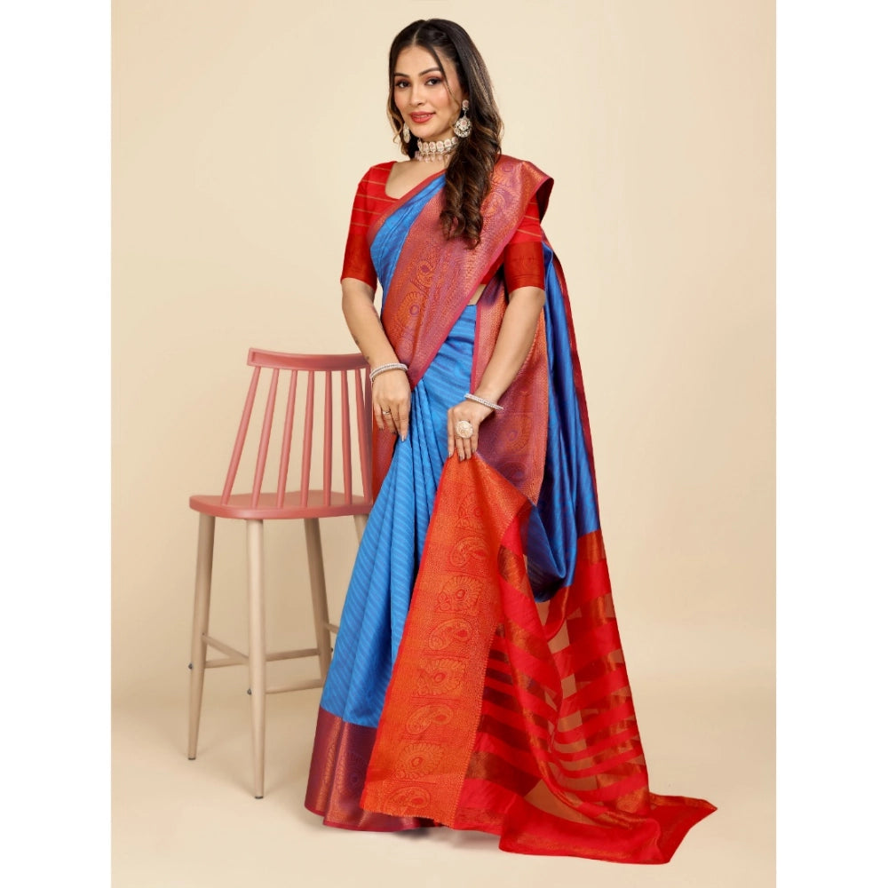 Designer Women's Organza Woven Saree With Blouse Piece