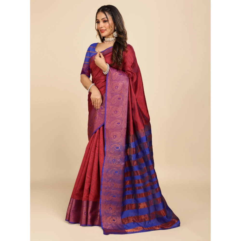 Designer Women's Organza Woven Saree With Blouse Piece