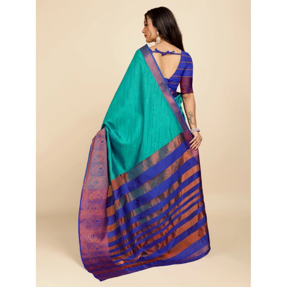 Attractive Women's Organza Woven Saree With Blouse Piece