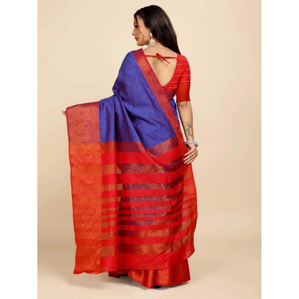 Attractive Women's Organza Woven Saree With Blouse Piece