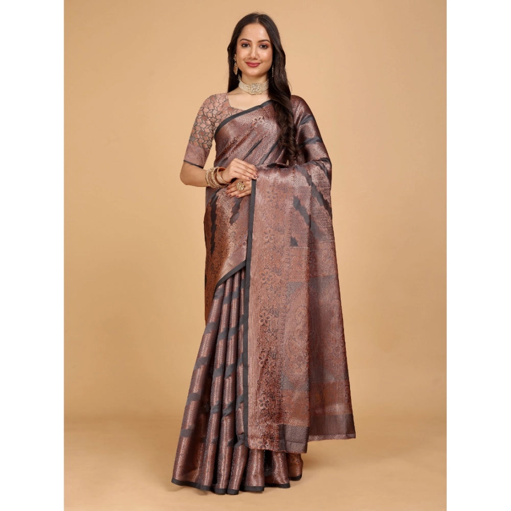 Designer Women's Organza Woven Saree With Blouse Piece