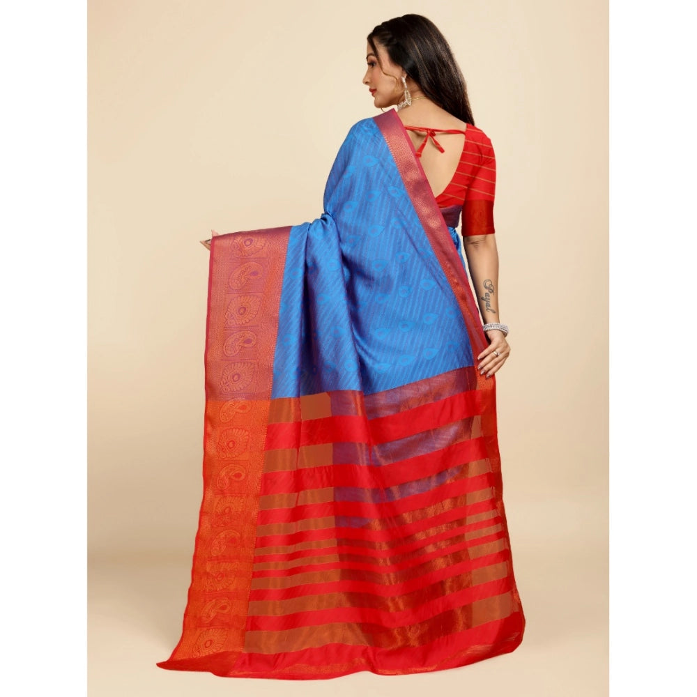 Designer Women's Organza Woven Saree With Blouse Piece