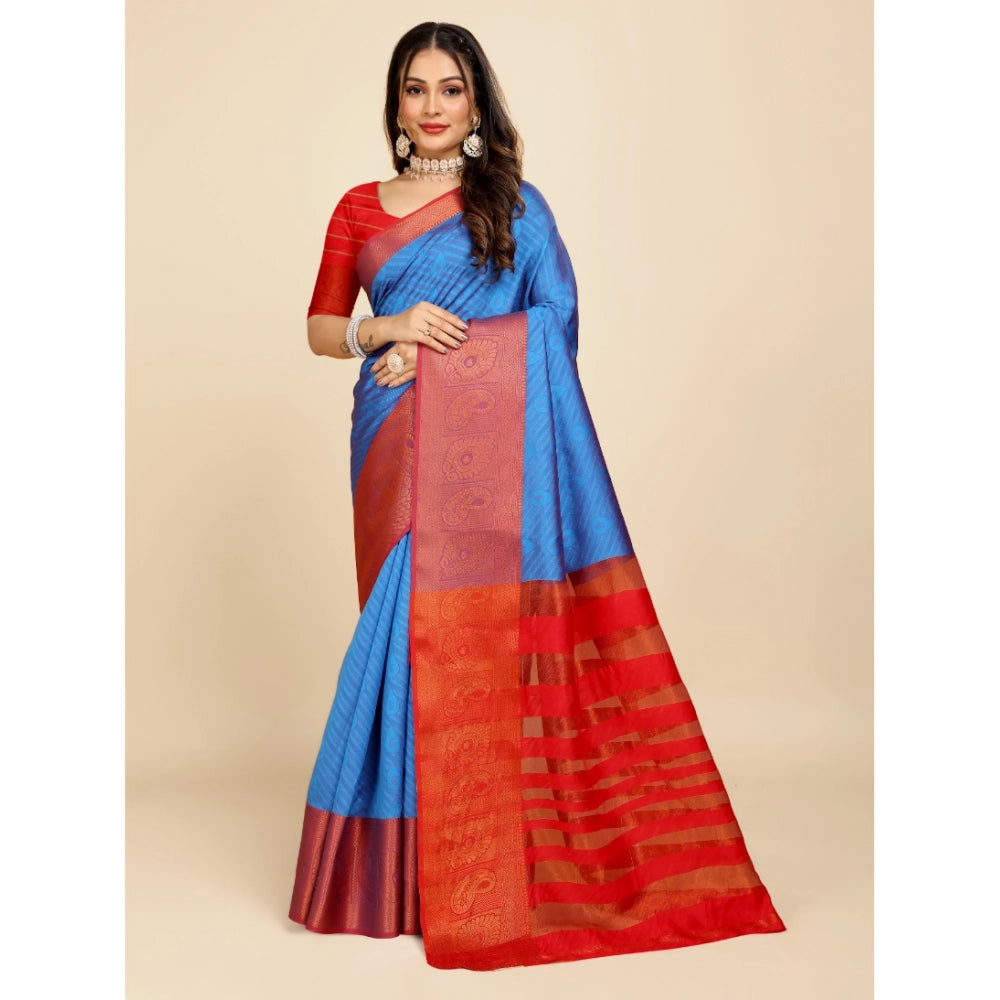 Designer Women's Organza Woven Saree With Blouse Piece