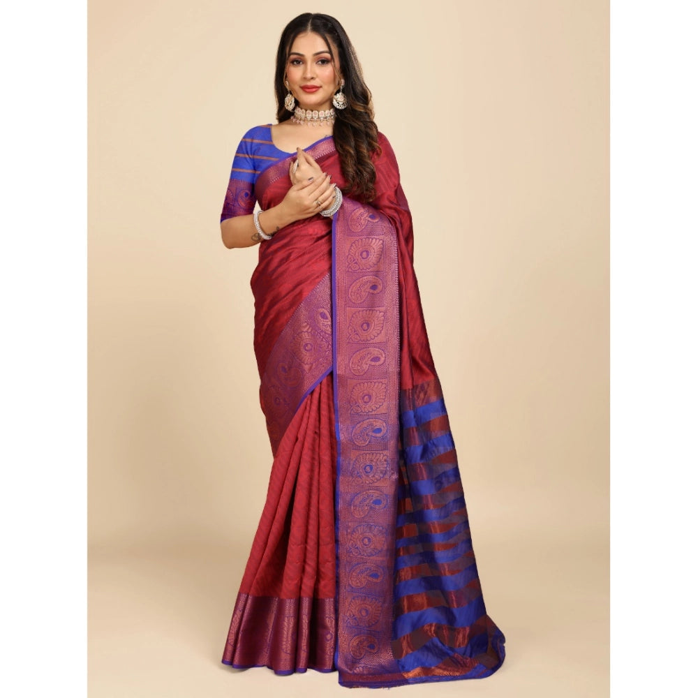 Designer Women's Organza Woven Saree With Blouse Piece