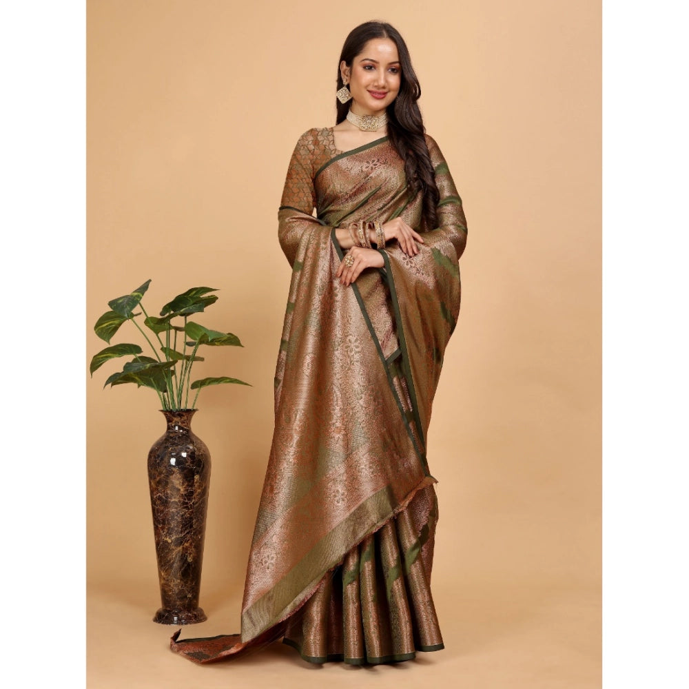 Designer Women's Organza Woven Saree With Blouse Piece