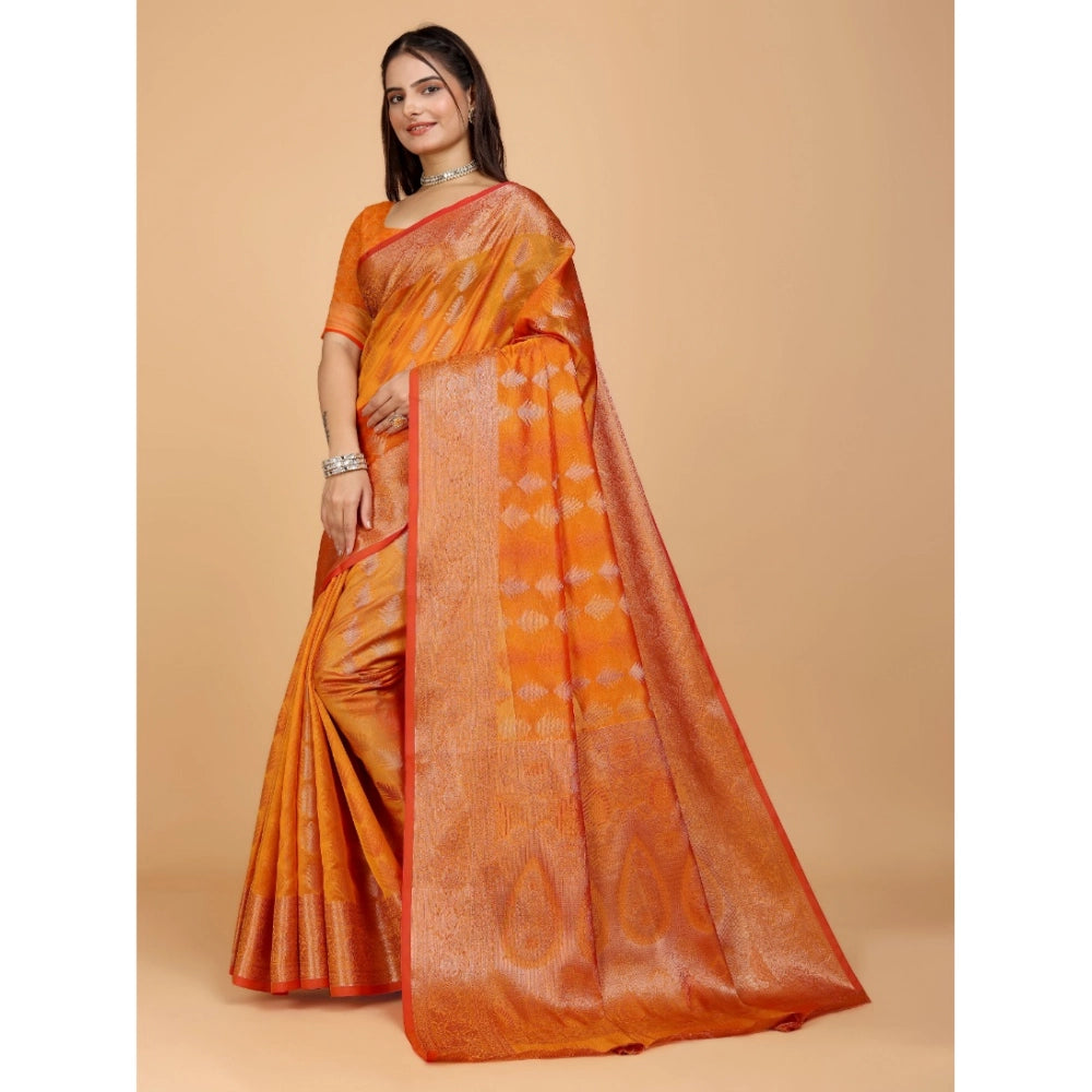 Designer Women's Organza Woven Saree With Blouse Piece