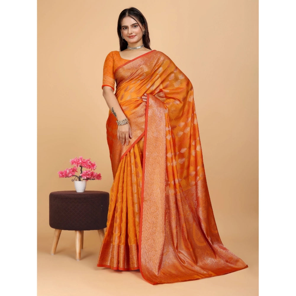 Designer Women's Organza Woven Saree With Blouse Piece