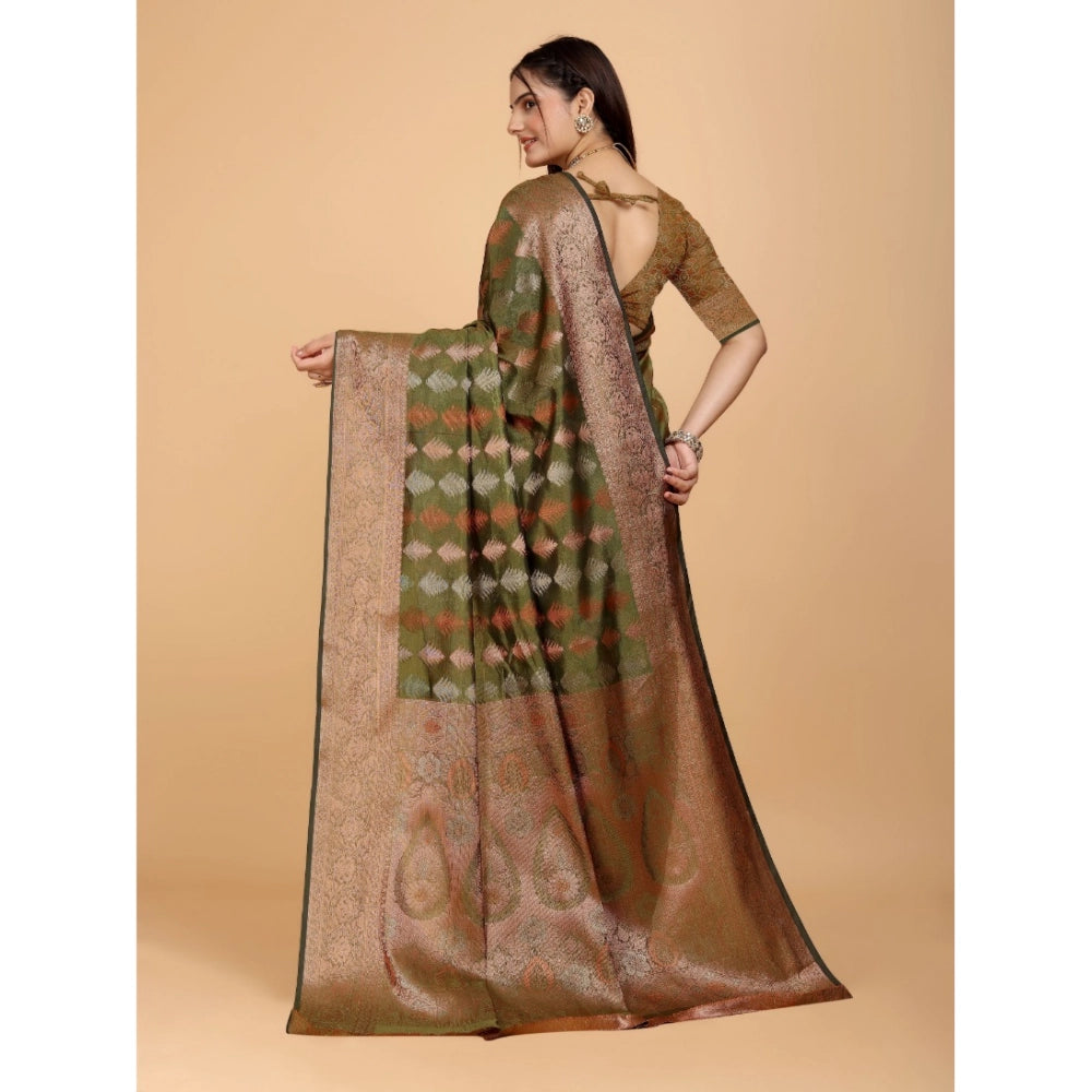 Designer Women's Organza Woven Saree With Blouse Piece