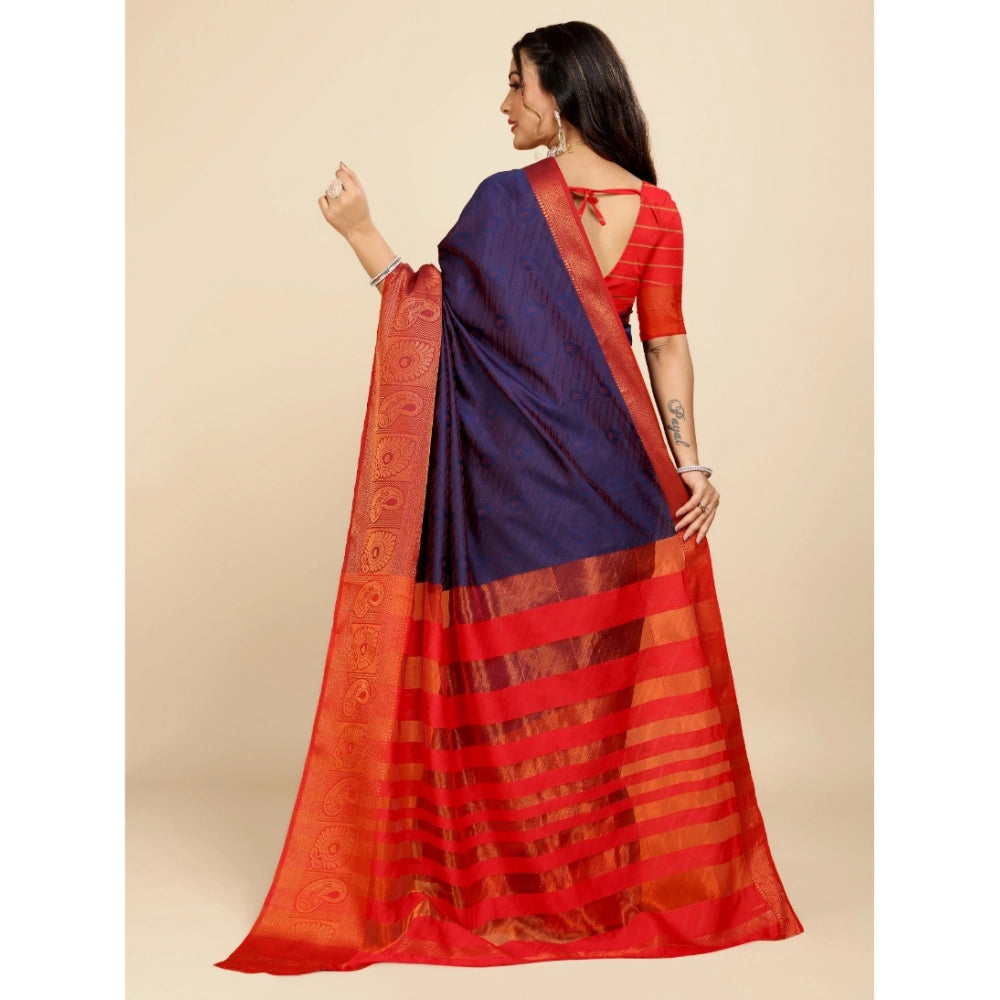 Attractive Women's Organza Woven Saree With Blouse Piece