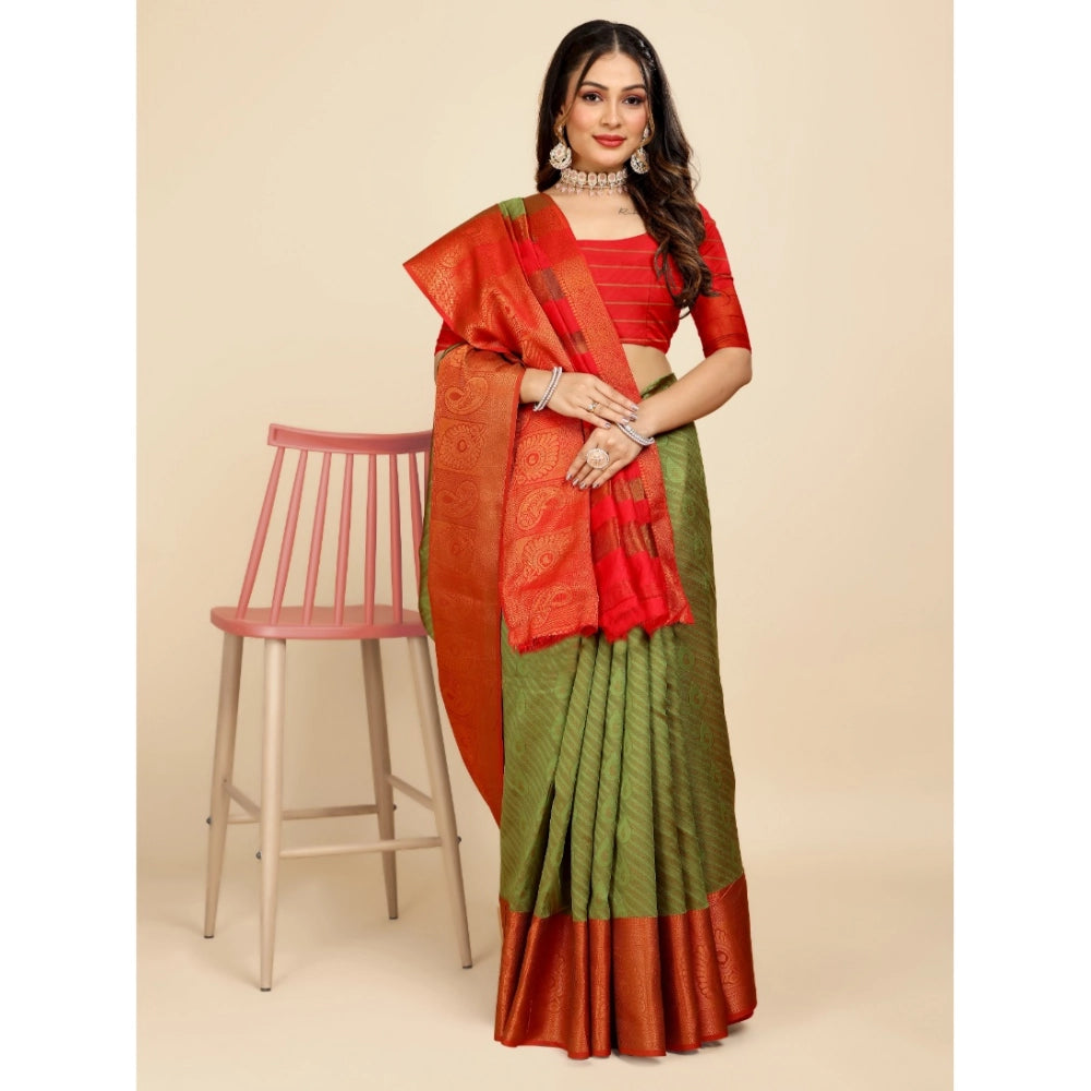 Designer Women's Organza Woven Saree With Blouse Piece