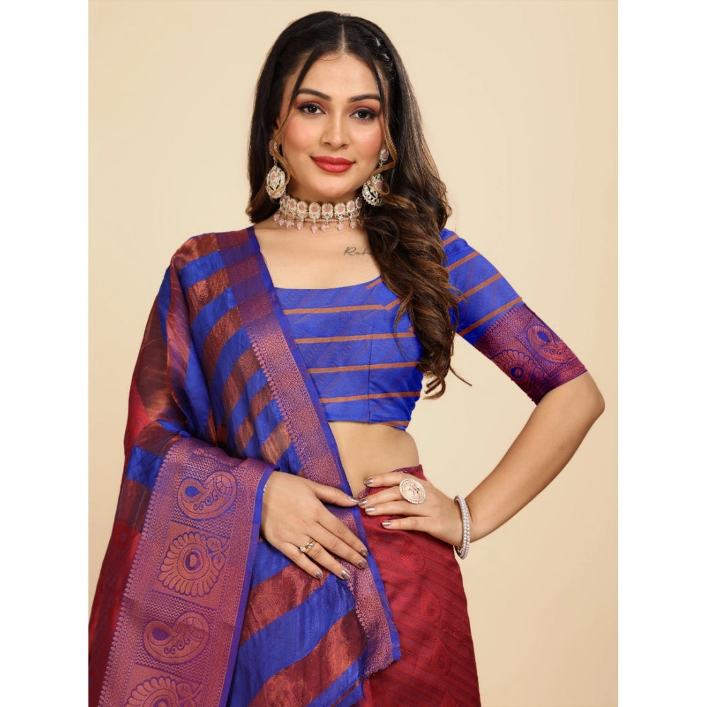 Designer Women's Organza Woven Saree With Blouse Piece