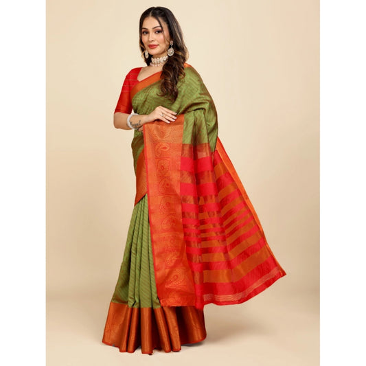 Designer Women's Organza Woven Saree With Blouse Piece