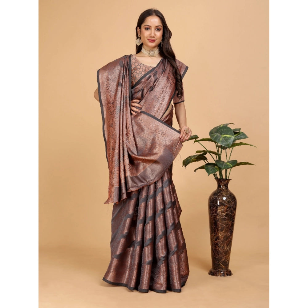 Designer Women's Organza Woven Saree With Blouse Piece