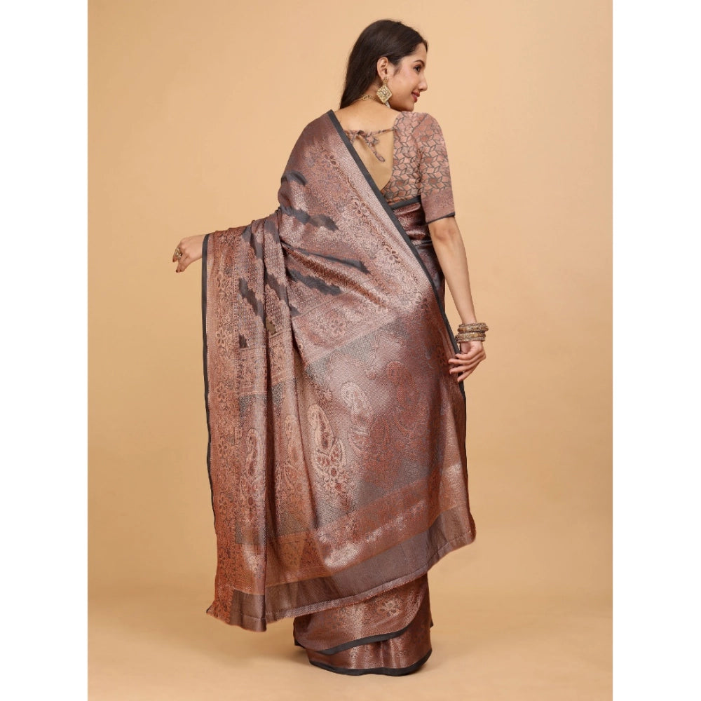 Designer Women's Organza Woven Saree With Blouse Piece