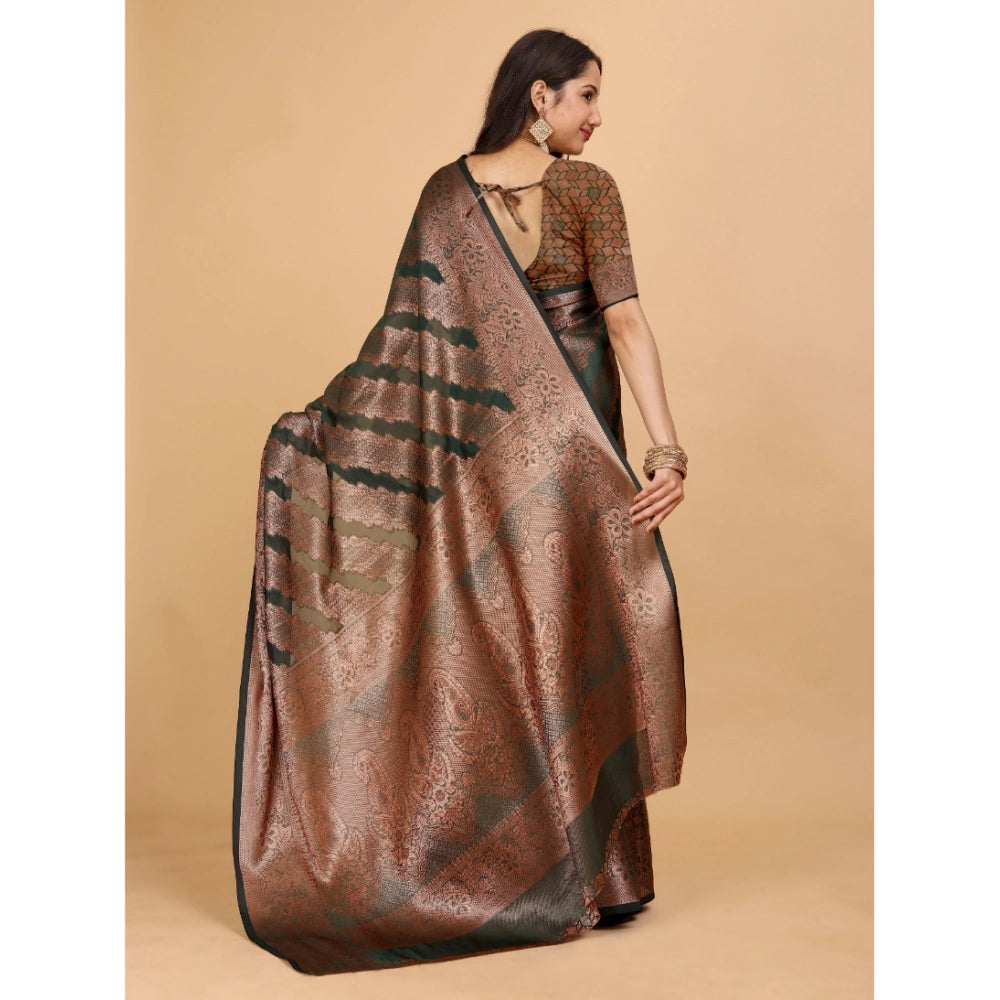 Attractive Women's Organza Woven Saree With Blouse Piece