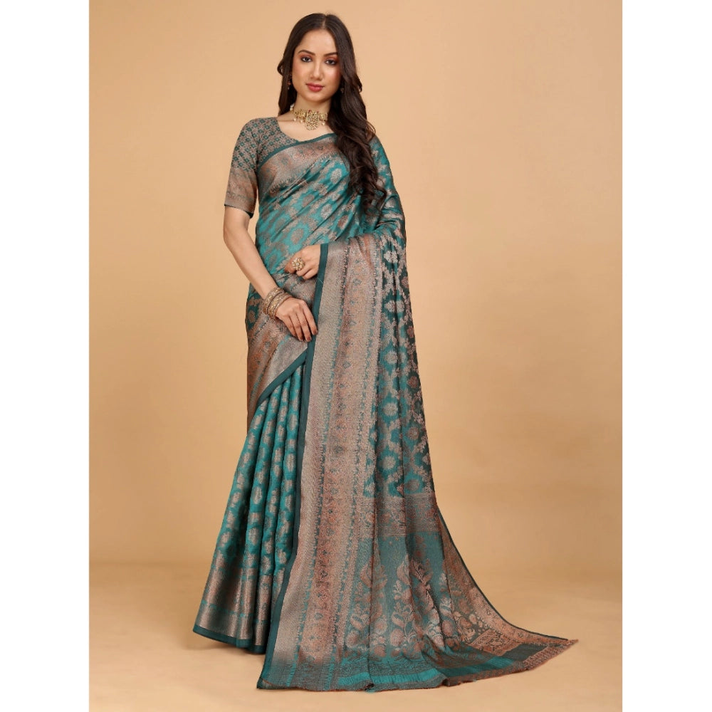 Designer Women's Organza Woven Saree With Blouse Piece