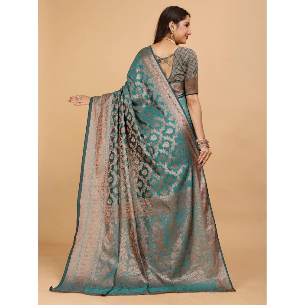 Designer Women's Organza Woven Saree With Blouse Piece