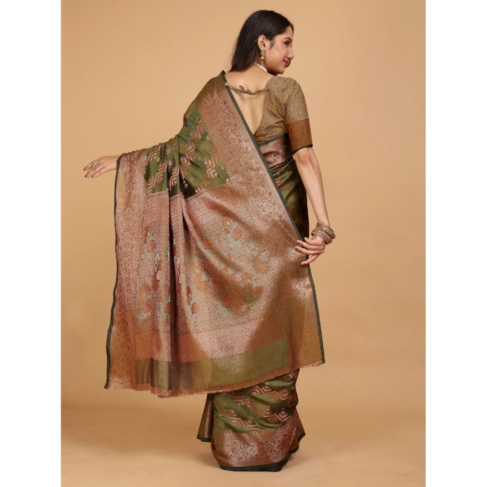 Designer Women's Organza Woven Saree With Blouse Piece