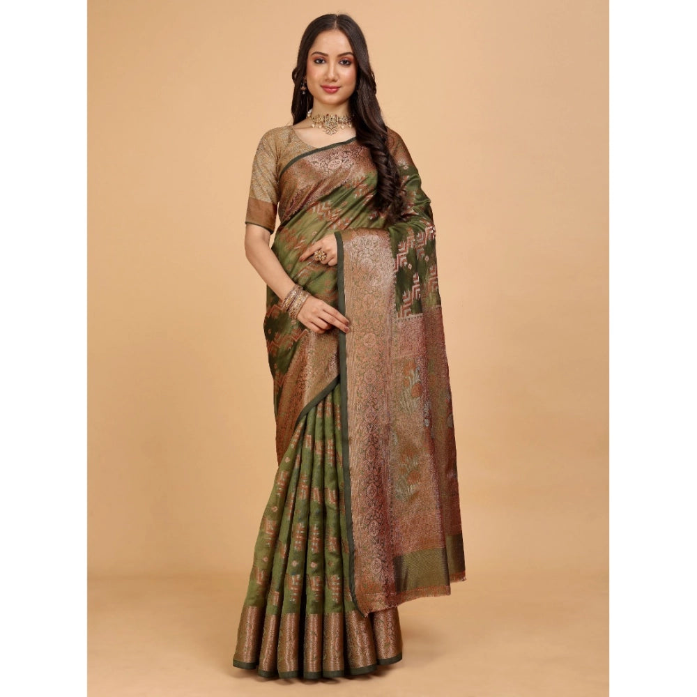 Designer Women's Organza Woven Saree With Blouse Piece