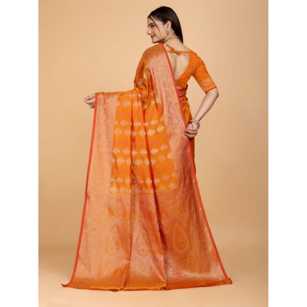 Designer Women's Organza Woven Saree With Blouse Piece