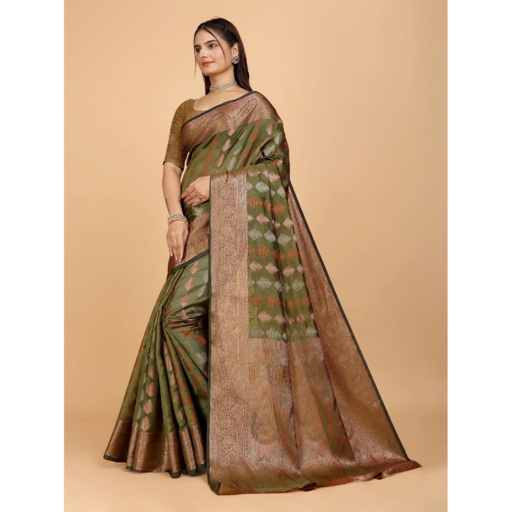 Designer Women's Organza Woven Saree With Blouse Piece