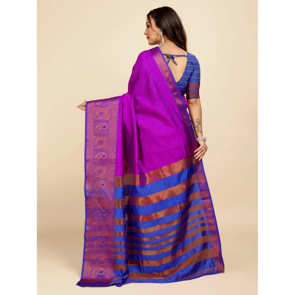 Stunning Women's Organza Woven Saree With Blouse Piece