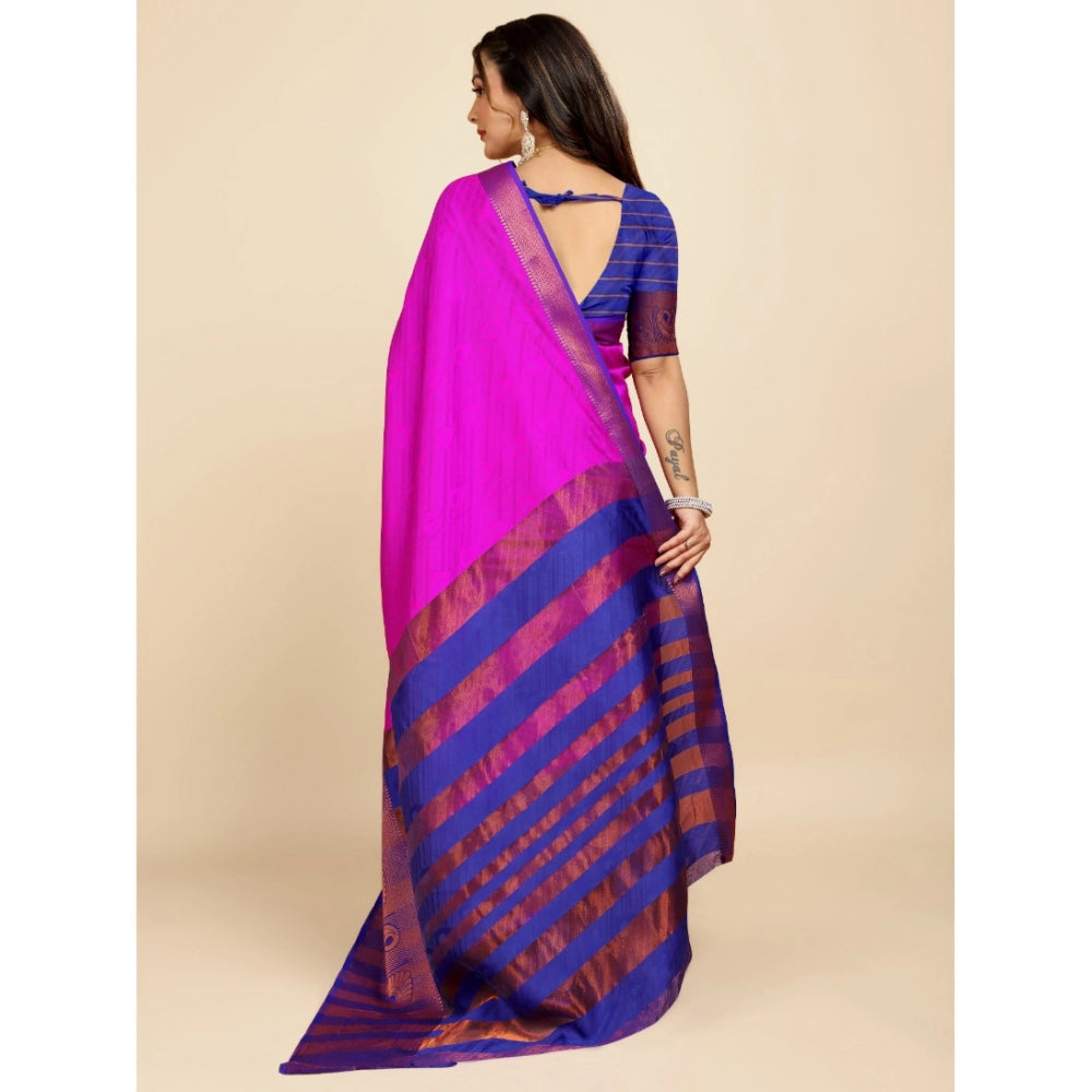 Stunning Women's Organza Woven Saree With Blouse Piece