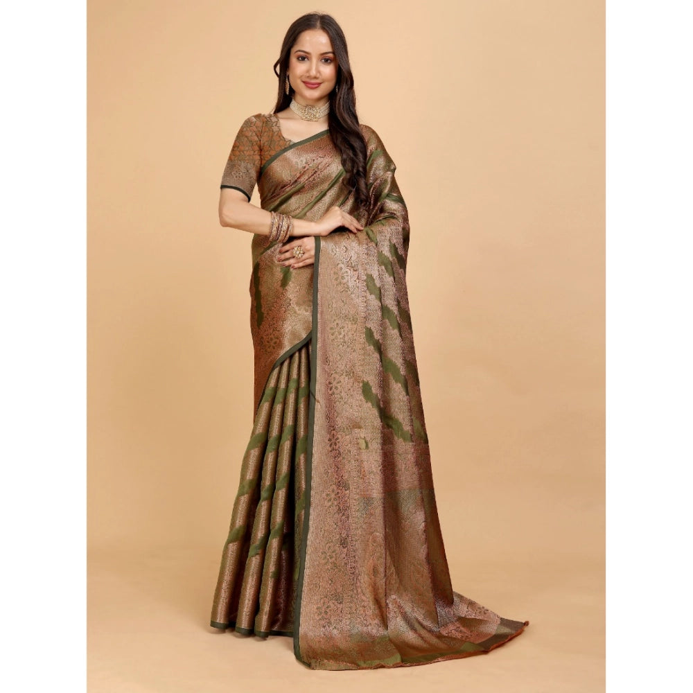 Designer Women's Organza Woven Saree With Blouse Piece