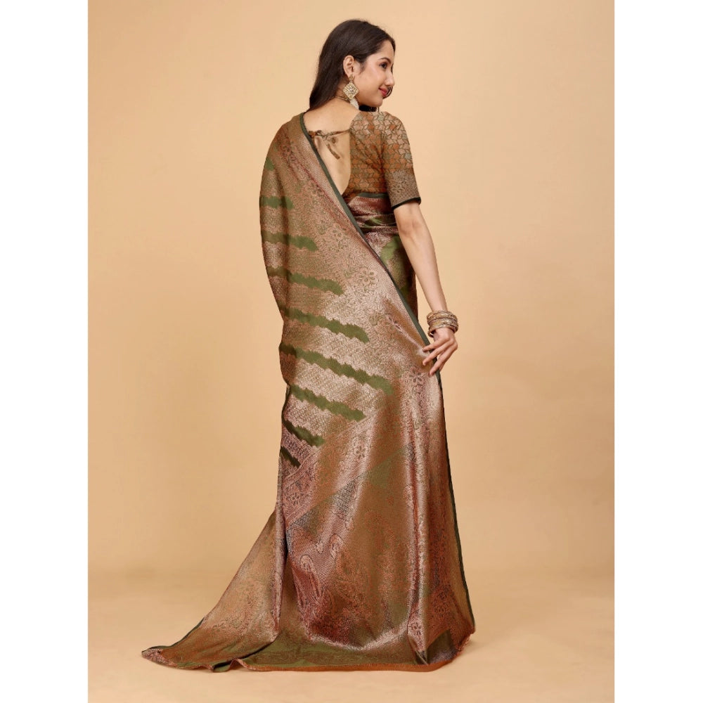 Designer Women's Organza Woven Saree With Blouse Piece