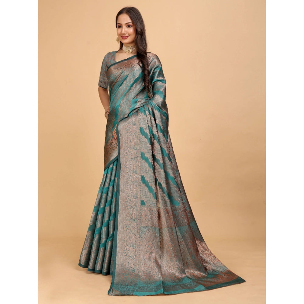 Designer Women's Organza Woven Saree With Blouse Piece