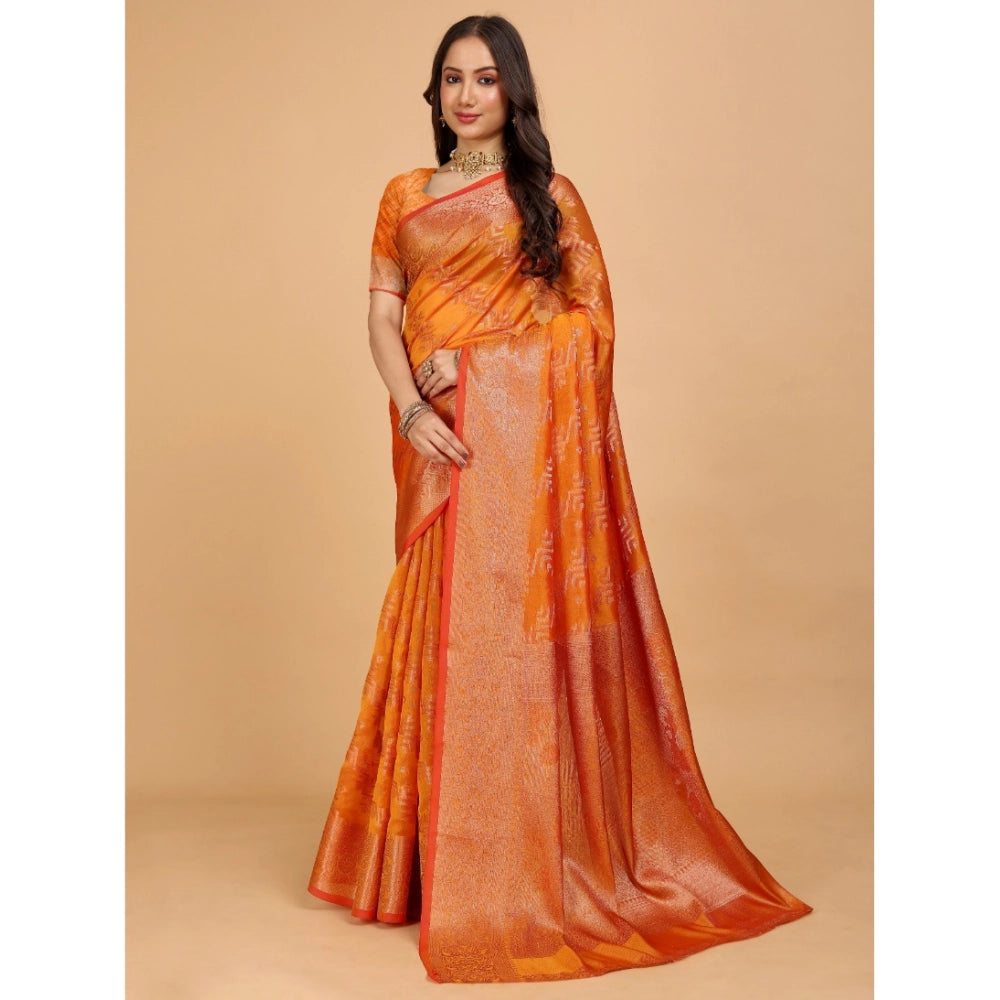 Designer Women's Organza Woven Saree With Blouse Piece