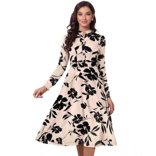 Gorgeous Women's Knitting Printed V-Neck Full Sleeve Dresses