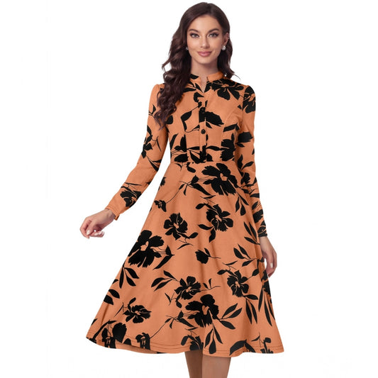 Gorgeous Women's Knitting Printed V-Neck Full Sleeve Dresses