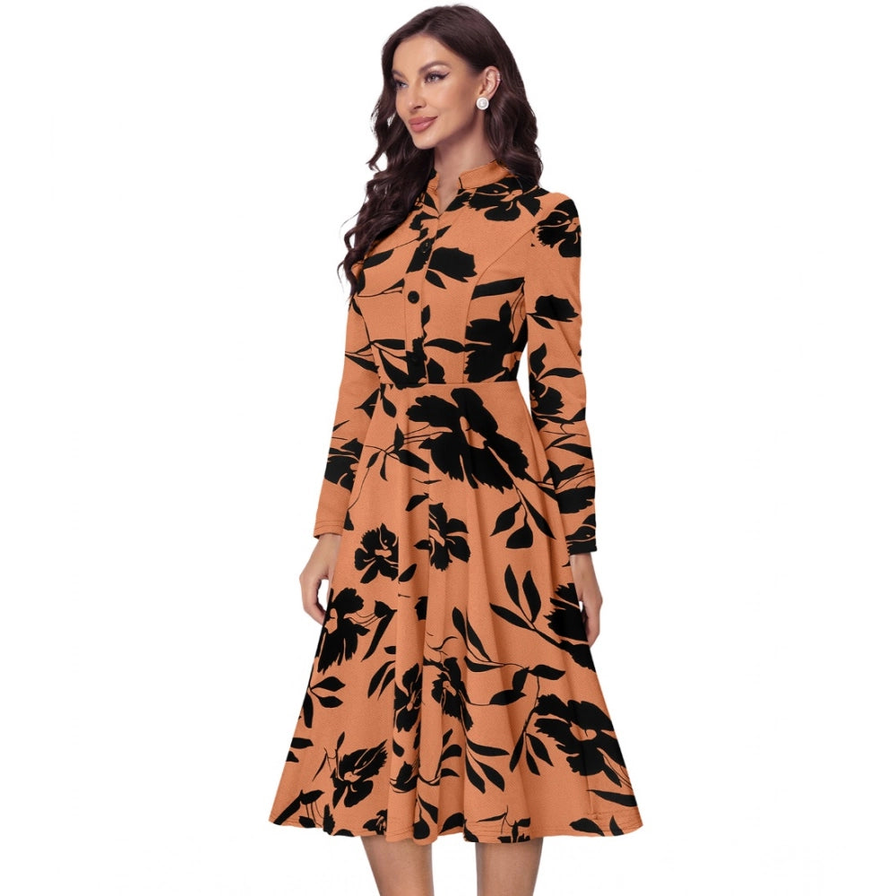 Gorgeous Women's Knitting Printed V-Neck Full Sleeve Dresses