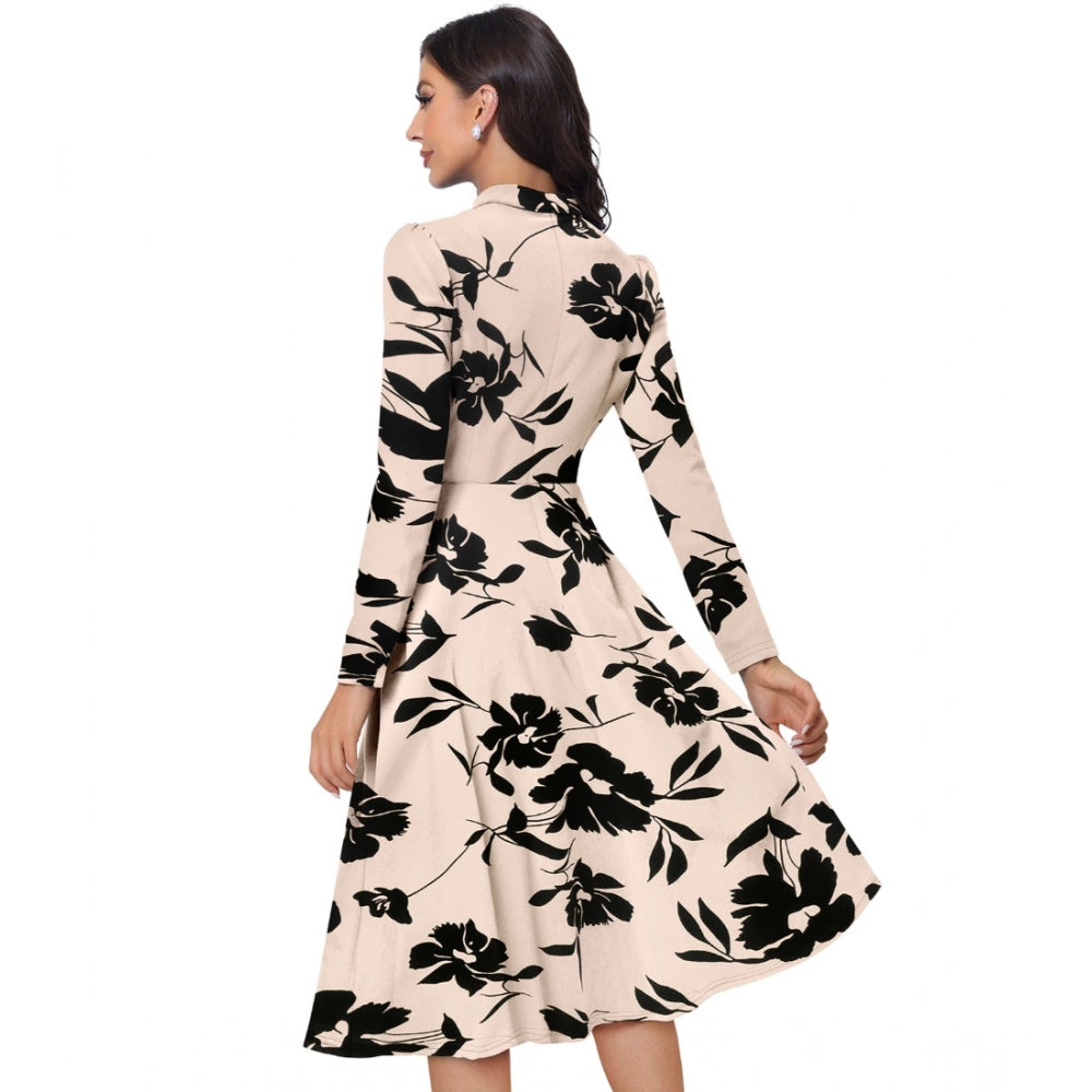 Gorgeous Women's Knitting Printed V-Neck Full Sleeve Dresses