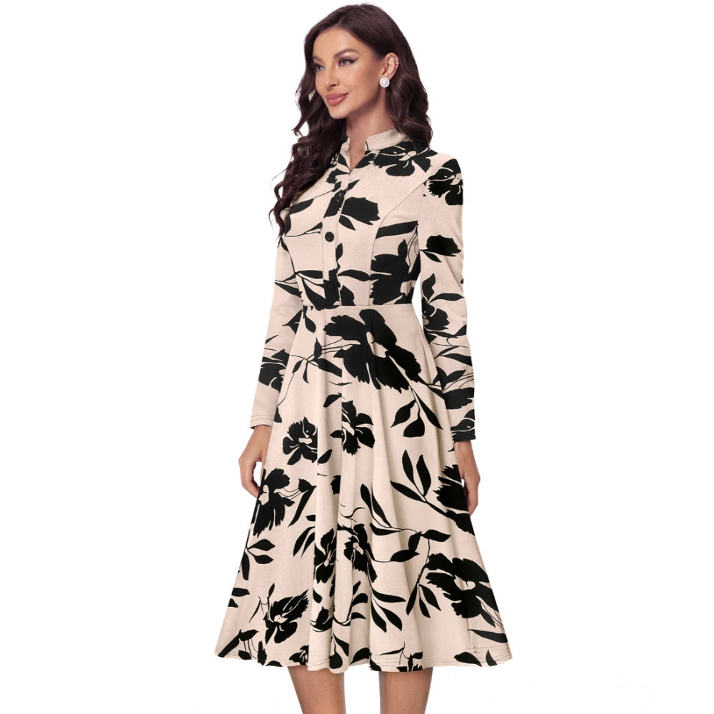 Gorgeous Women's Knitting Printed V-Neck Full Sleeve Dresses