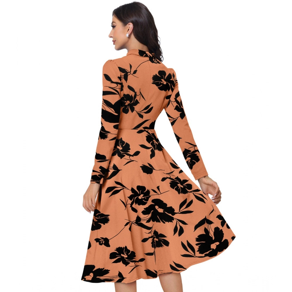 Gorgeous Women's Knitting Printed V-Neck Full Sleeve Dresses