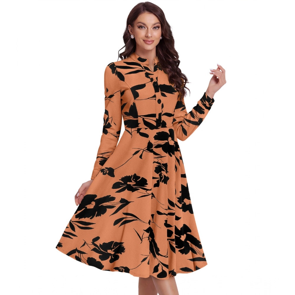 Gorgeous Women's Knitting Printed V-Neck Full Sleeve Dresses