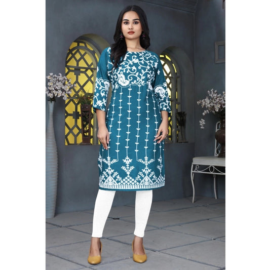 Superior Women's Rayon Printed Round Neck Kurti